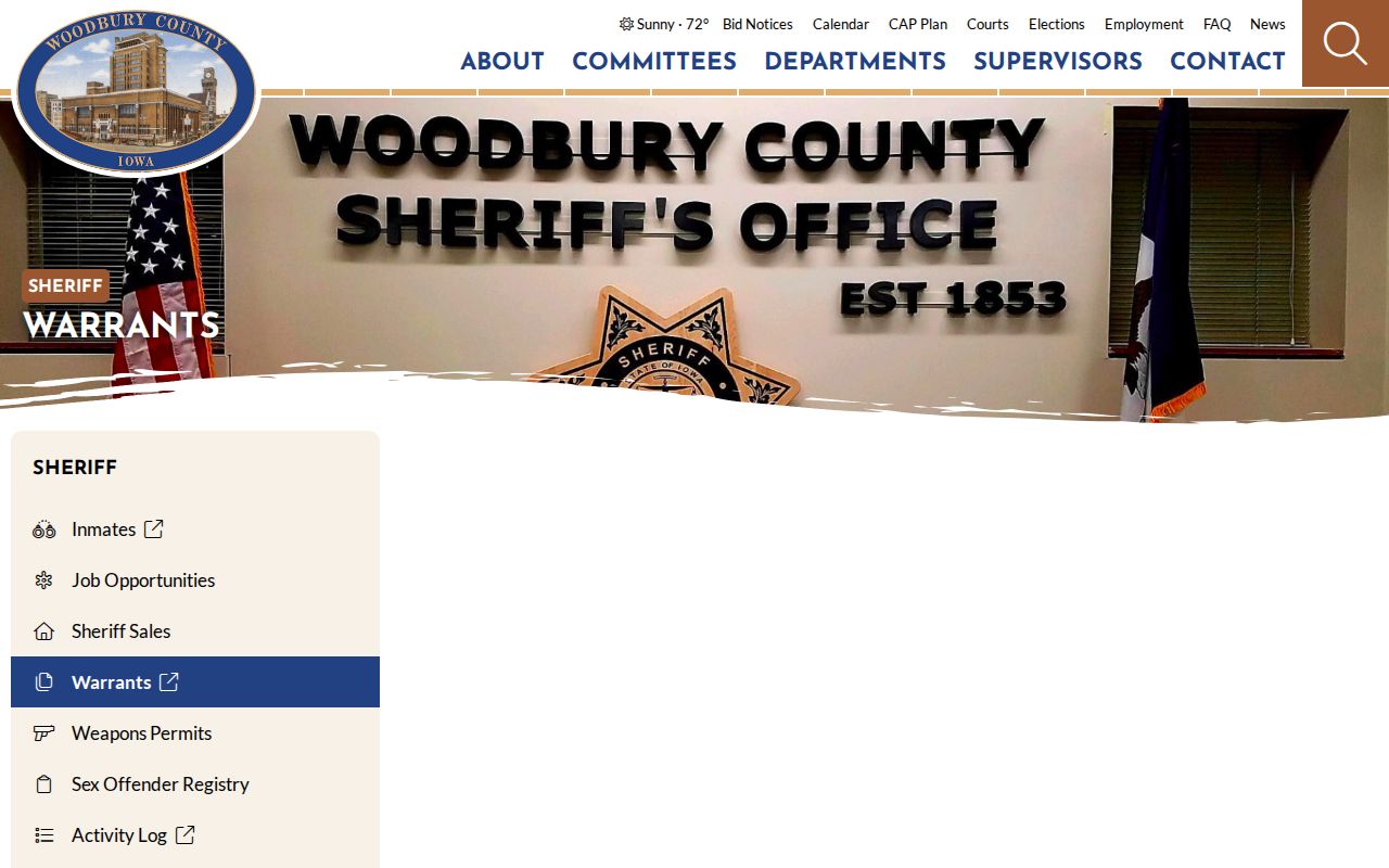 Woodbury County criminal history warrant search information