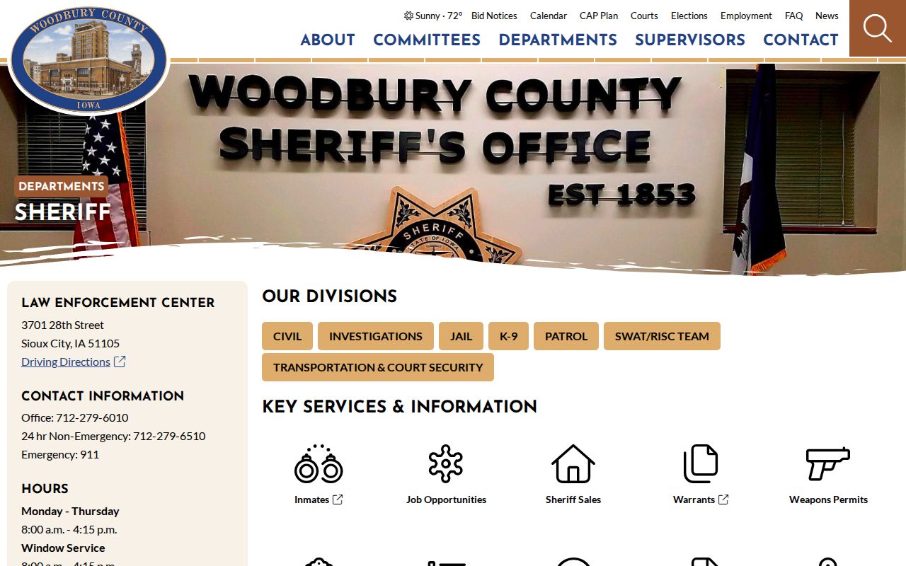 Woodbury County Sheriff criminal records and law enforcement services