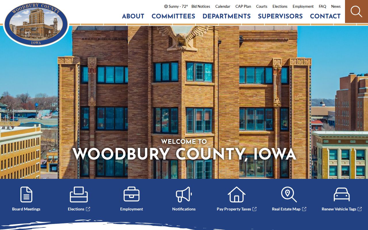 Woodbury County criminal history services on the county homepage