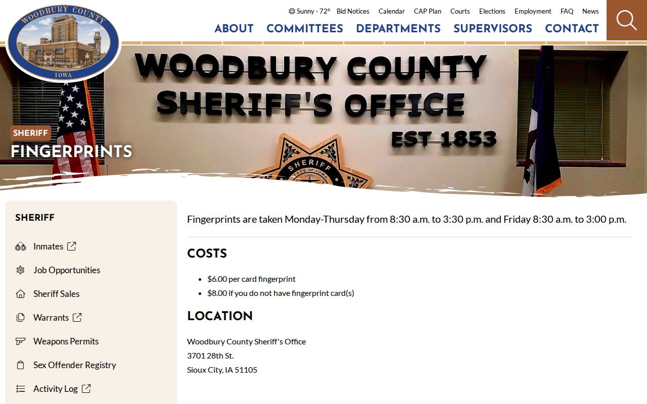 Woodbury County criminal history fingerprint service information