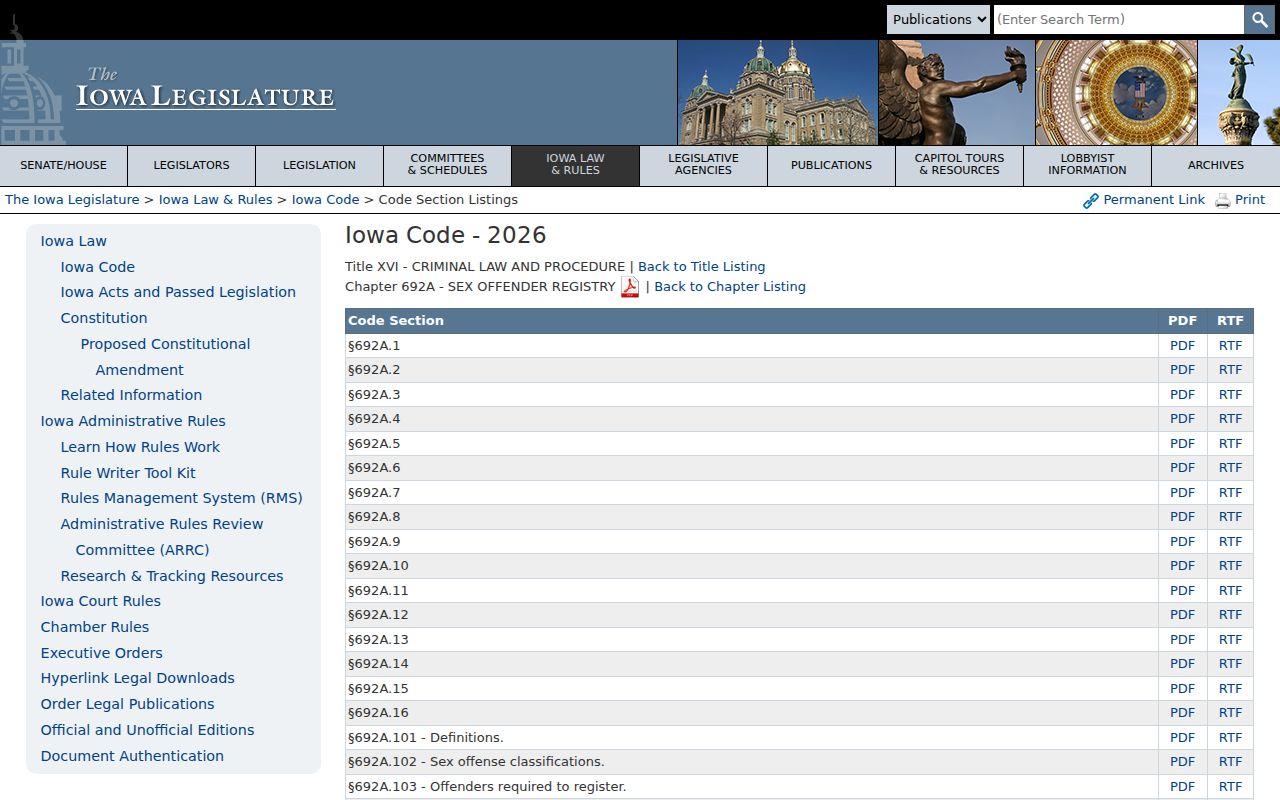 Woodbury County sex offender registration law reference