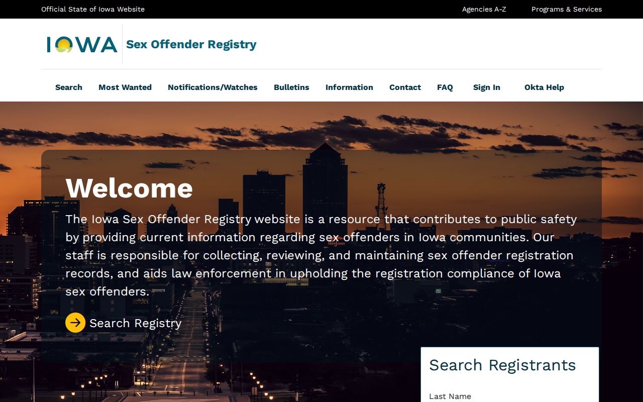 Woodbury County sex offender lookup on Iowa registry