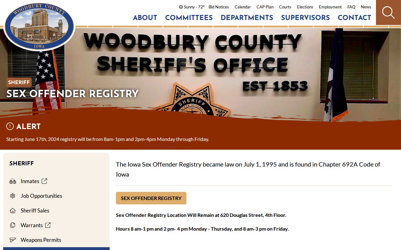 Woodbury County sheriff sex offender registry information